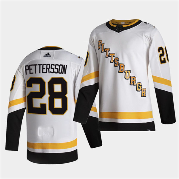 Mens Pittsburgh Penguins #28 Marcus Pettersson White adidas 2020-21 Reverse Retro Special Edition Jersey 