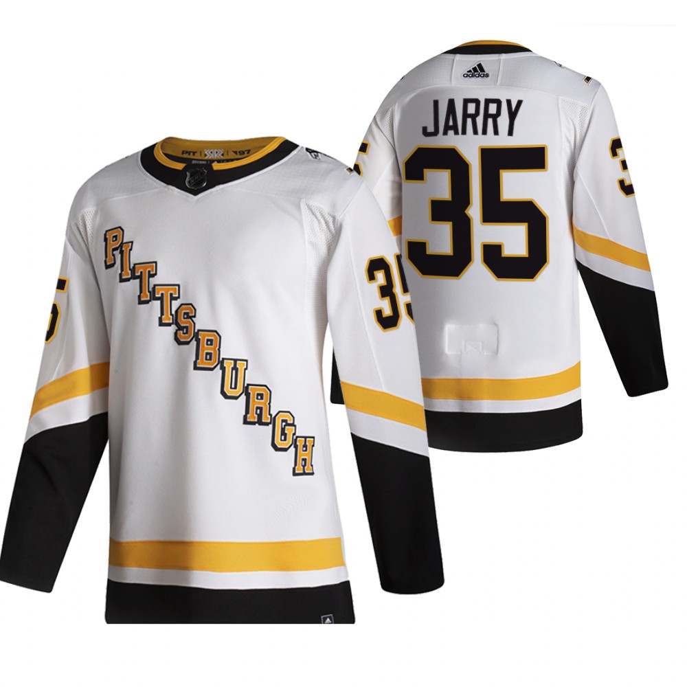 Mens Pittsburgh Penguins #35 Tristan Jarry White adidas 2020-21 Reverse Retro Special Edition Jersey