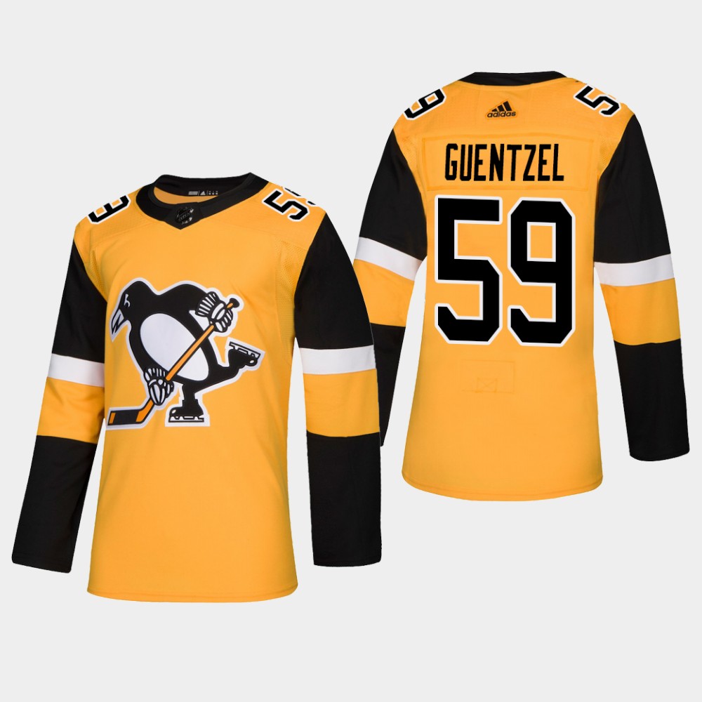 Mens Pittsburgh Penguins #59 Jake Guentzel adidas Gold Alternate Player Jersey