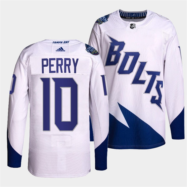 Mens Tampa Bay Lightning #10 Corey Perry Adidas White 2022 Stadium Series Jersey