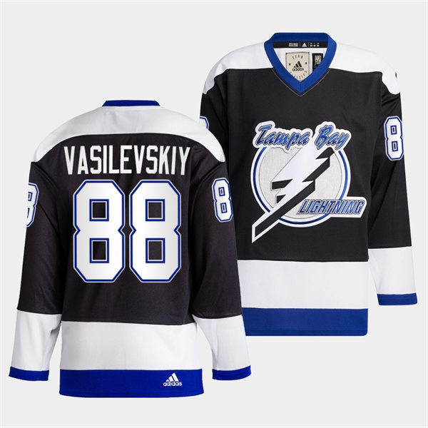 Mens Tampa Bay Lightning #88 Andrei Vasilevskiy 2022 Black Team Heritage Classic Jersey