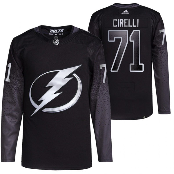 Mens Tampa Bay Lightning #71 Anthony Cirelli adidas Black Alternate Player Jersey