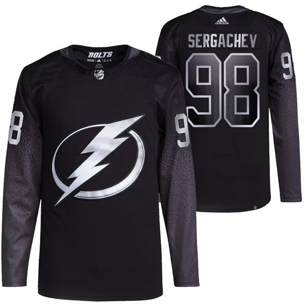 Mens Tampa Bay Lightning #98 Mikhail Sergachev adidas Black Alternate Player Jersey