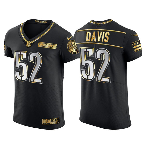 Mens Washington Commanders #52 Jamin Davis Nike Black Golden Edition Vapor Limited Jersey