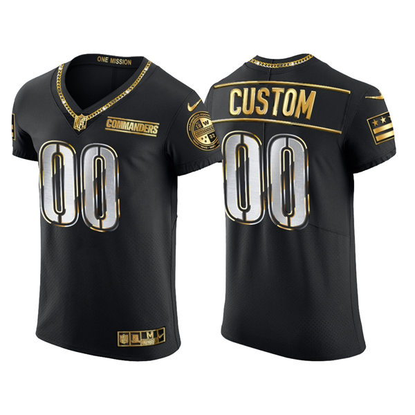 Mens Washington Commanders Custom Nike Black Golden Edition Vapor Limited Jersey