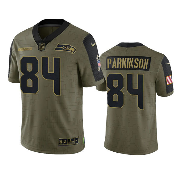 Mens Seattle Seahawks #84 Colby Parkinson Nike Olive 2021 Salute To Service Limited Jersey