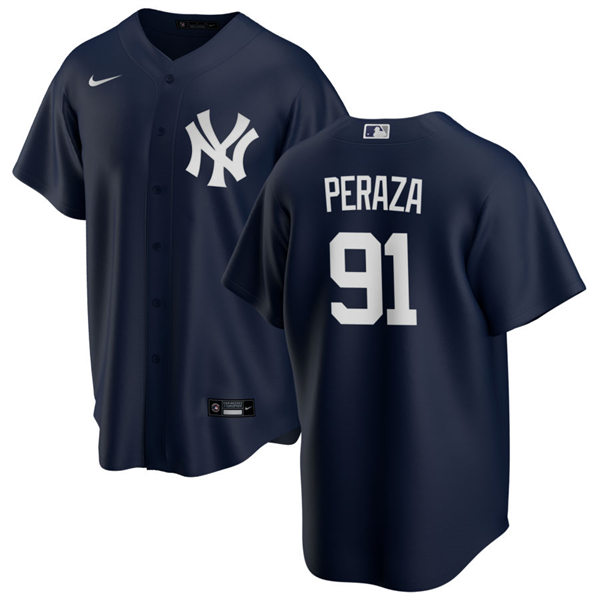Mens New York Yankees #91 Oswald Peraza Nike Navy Alternate With Name Cool Base Player Jersey