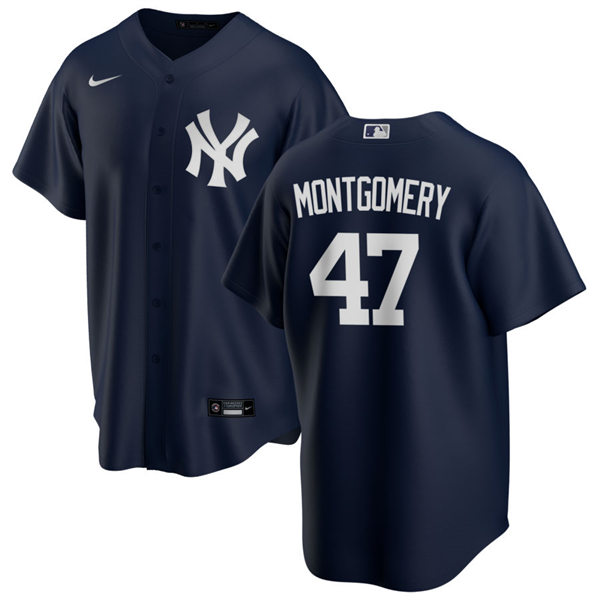 Mens New York Yankees #47 Jordan Montgomery Nike Navy Alternate With Name Cool Base Player Jersey
