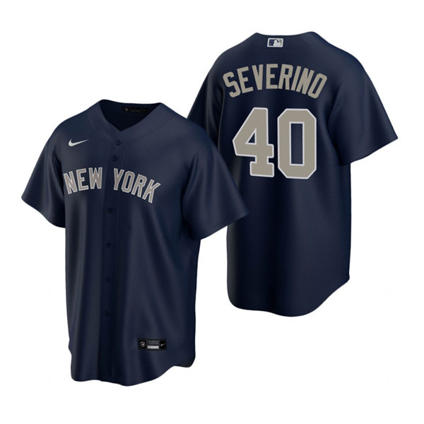 Mens New York Yankees #40 Luis Severino Nike Navy Alternate 2nd with Name New York Cool Base Player Jersey