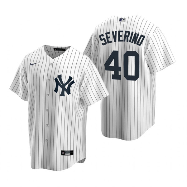 Mens New York Yankees #40 Luis Severino Nike White Home with Name Cool Base Player Jersey