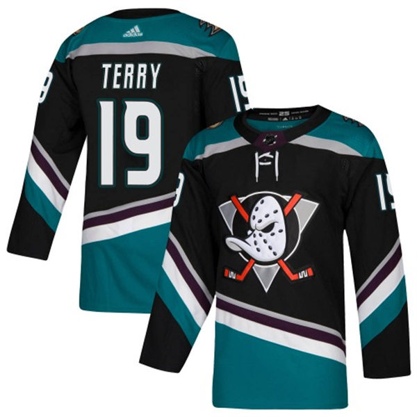 Mens Anaheim Ducks #19 Troy Terry Adidas 2019 Alternate Black Bargain Jersey