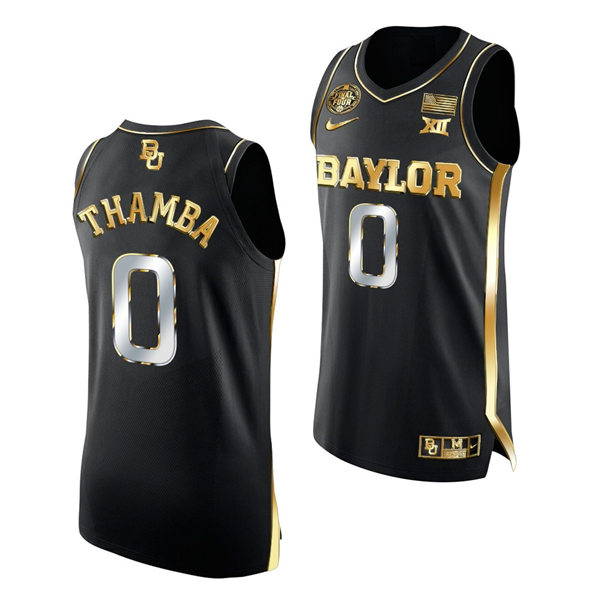Men's Baylor Bears #0 Flo Thamba Nike Black Golden Edition Basketball Jersey