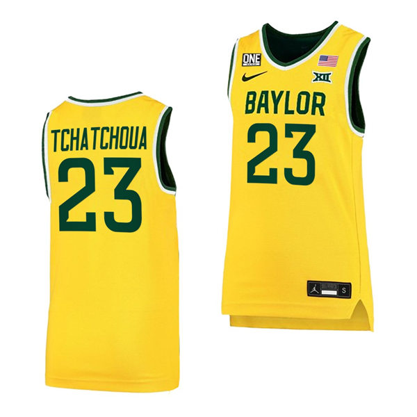 Mens Baylor Bears #23 Jonathan Tchamwa Tchatchoua Nike Gold College Basketball Game Jersey
