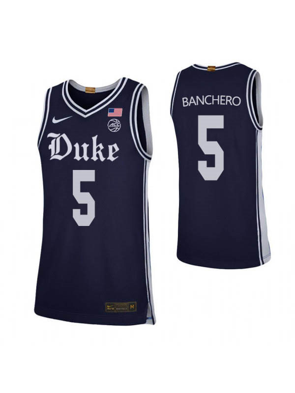 Mens Duke Blue Devils #5 Paolo Banchero Nike Navy College Basketball Game Jersey