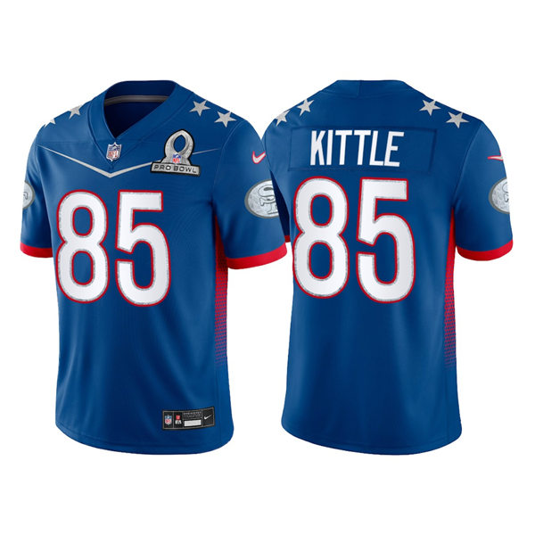 Mens San Francisco 49ers #85 George Kittle Royal 2022 NFC Pro Bowl Game Jersey
