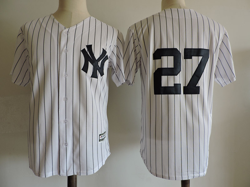 Men's New York Yankees #27 Giancarlo Stanton Majestic White Cool Base Player Jersey