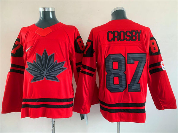 Mens Canada Hockey #87 Sidney Crosby 2022 Beijing Winter Olympic Jersey Nike Red