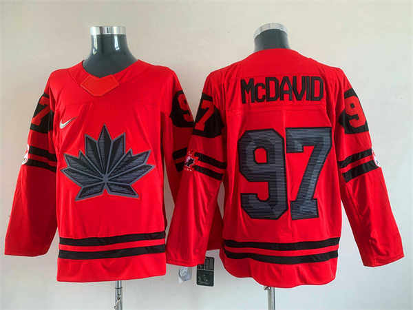 Mens Canada Hockey #97 Connor McDavid 2022 Beijing Winter Olympic Jersey Nike Red 