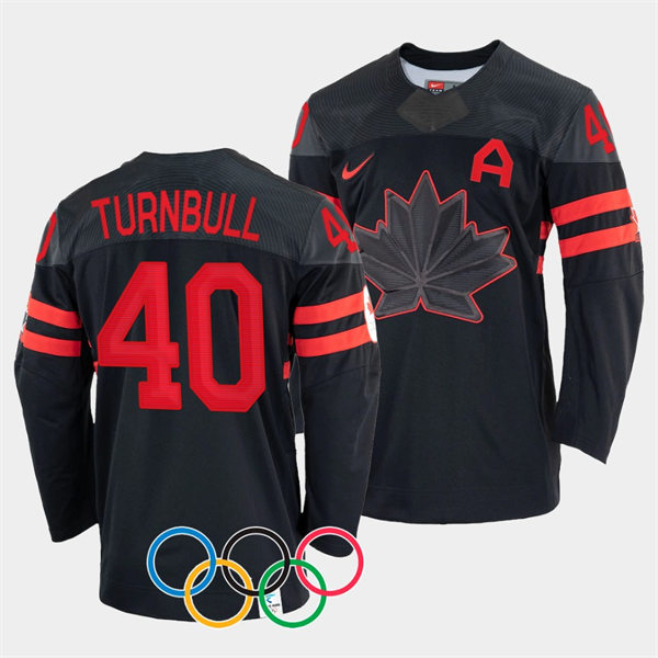 Mens Canada Hockey #40 Blayre Turnbull Nike Black Alternate 2022 Beijing Winter Olympic Jersey