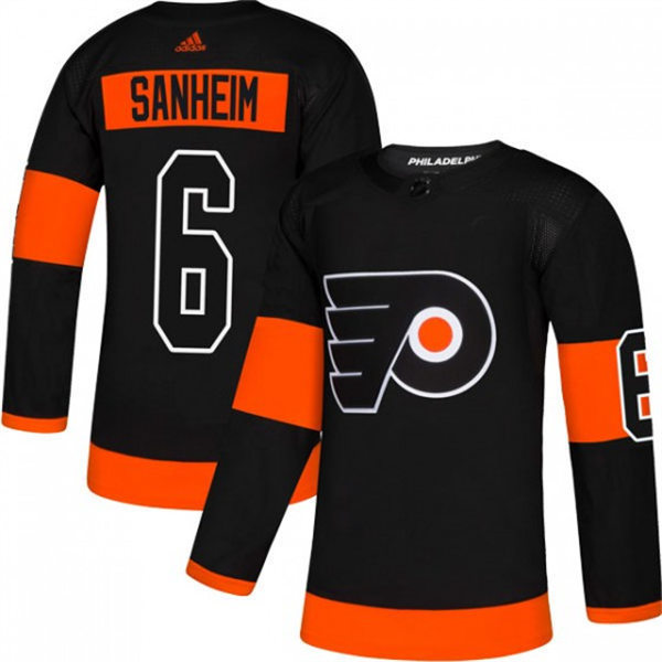 Mens Philadelphia Flyers #6 Travis Sanheim adidas Black Alternate Jersey