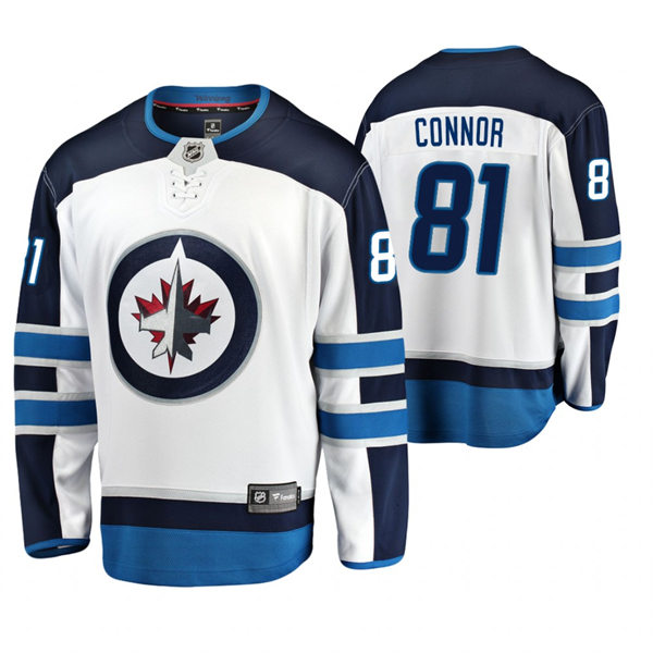Mens Winnipeg Jets #81 Kyle Connor adidas White Away Stitched NHL Jersey
