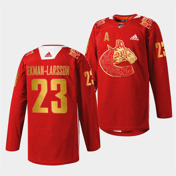 Men's Vancouver Canucks #23 Oliver Ekman-Larsson adidas Red 2021 Chinese New Year Jersey