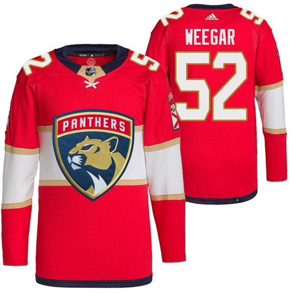 Men's Florida Panthers #52 MacKenzie Weegar adidas Red Home Primegreen Player Jersey