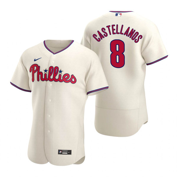 Mens Philadelphia Phillies #8 Nick Castellanos Nike Cream Alternate Flexbase Player Jersey