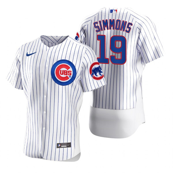 Mens Chicago Cubs #19 Andrelton Simmons Nike White Home Flex Base Player Jersey