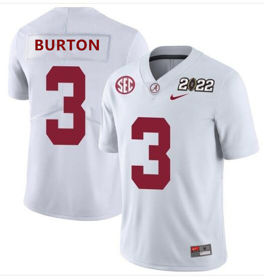 Mens Alabama Crimson Tide #3 Jermaine Burton Nike White College Football Game Jersey