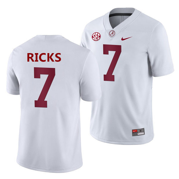 Mens Alabama Crimson Tide #7 Elias Ricks Nike White College Football Game Jersey