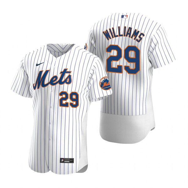 Mens New York Mets #29 Trevor Williams Nike Home White Pinstripe FlexBase Player Jersey