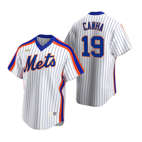 Mens New York Mets #19 Mark Canha Nike White Pullover Cooperstown Collection Jersey