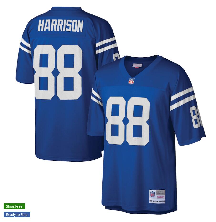 Men's Indianapolis Colts #88 Marvin Harrison 1996 Mitchell & Ness Royal Legacy Throwback Jersey