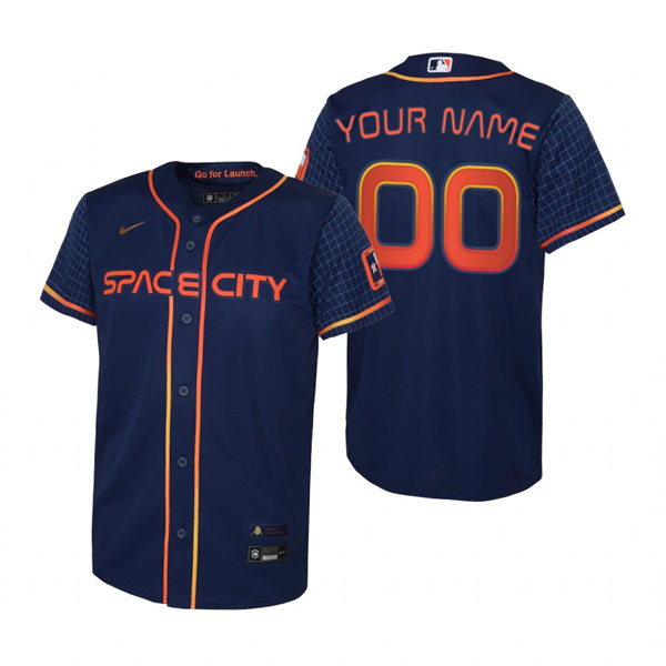 Youth Houston Astros Custom Nike Navy 2022 City Connect Jersey