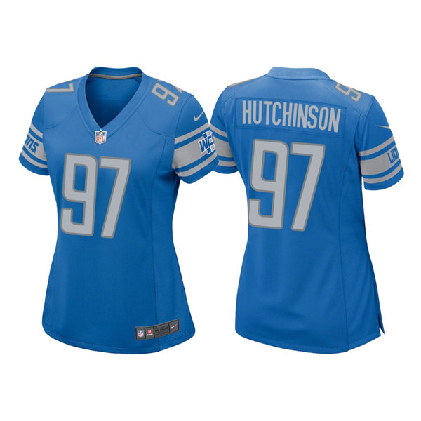 Women's Detroit Lions #97 Aidan Hutchinson Nike Blue Limited Player Jersey