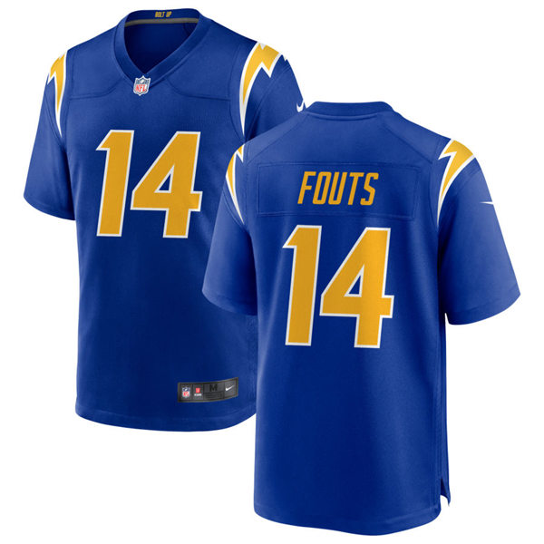 Mens Los Angeles Chargers Retired Player #14 Dan Fouts Nike Royal Gold 2nd Alternate Vapor Limited Jersey