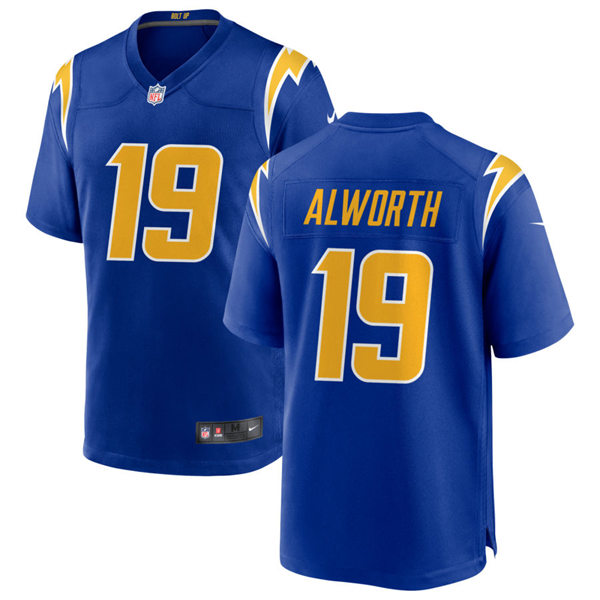 Mens Los Angeles Chargers Retired Player #19 Lance Alworth Nike Royal Gold 2nd Alternate Vapor Limited Jersey