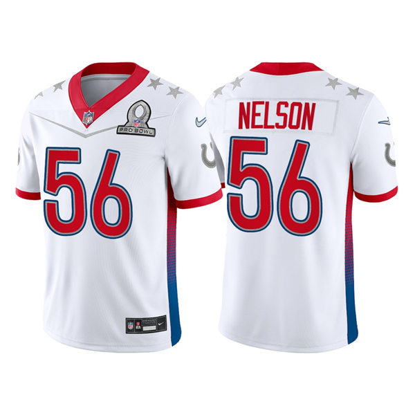 Mens Indianapolis Colts #56 Quenton Nelson White 2022 AFC Pro Bowl Game Jersey
