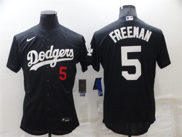 Mens Los Angeles Dodgers #5 Freddie Freeman Nike Black Fashion Flexbase Jersey
