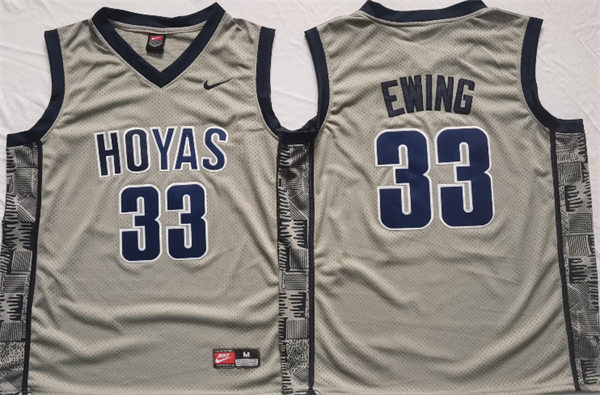 Men's Georgetown Hoyas #33 Patrick Ewing Gray College Basketball Alumni Jersey