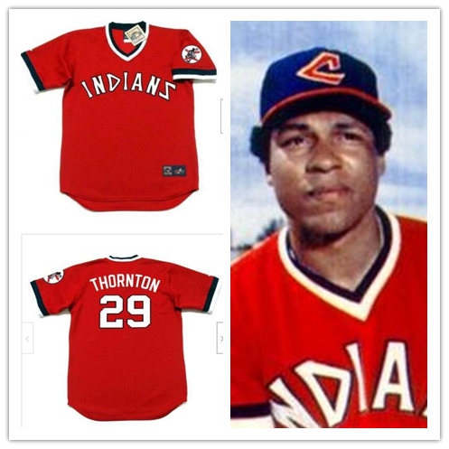 Men's Cleveland Indians Retired Player #29 Andre Thornton 1978 Majestic Red Pullover Cooperstown Throwback Jersey