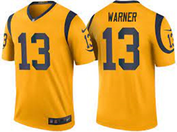 Men's Los Angeles Rams Retired Player #13 Kurt Warner Nike Gold Color Rush Limited Jersey