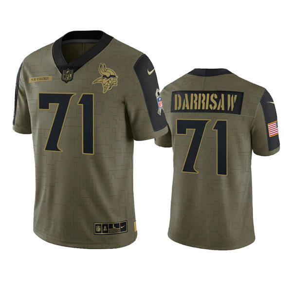 Men's Minnesota Vikings #71 Christian Darrisaw Nike Olive 2021 Salute To Service Limited Jersey