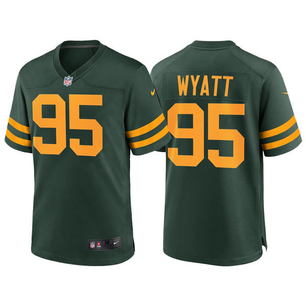 Mens Green Bay Packers #95 Devonte Wyatt Nike 2021 Green Alternate Retro 1950s Throwback Jersey