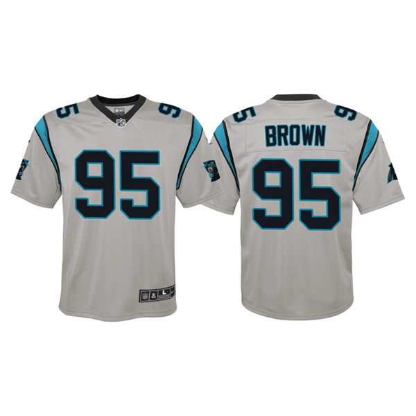 Youth Carolina Panthers #95 Derrick Brown Silver Inverted Game Jersey