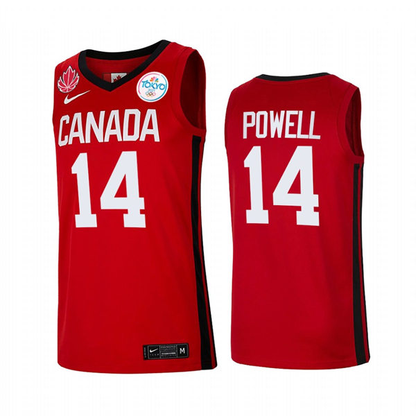 Mens Youth Canada Basketball Team #14 Dwight Powell Nike Red 2021 Tokyo Olympics Jersey 