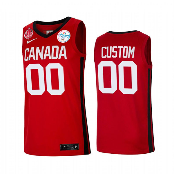 Mens Youth Canada Basketball Custom Nike Red 2021 Tokyo Olympics Team Jersey