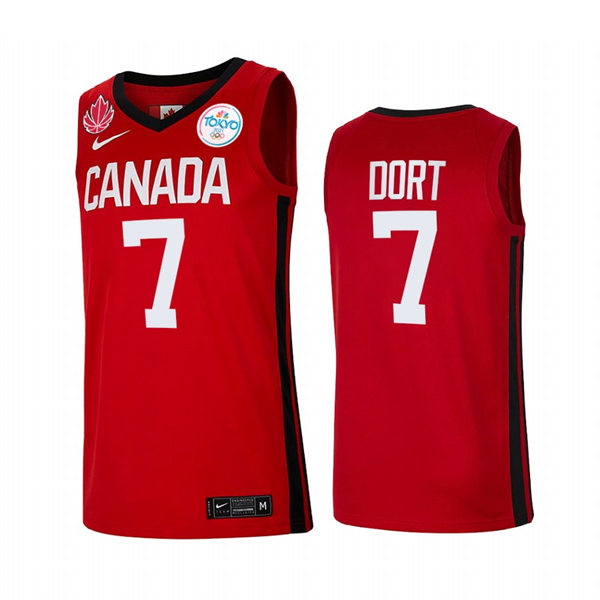 Mens Youth Canada Basketball Team #7 Luguentz Dort Nike Red 2021 Tokyo Olympics Jersey 