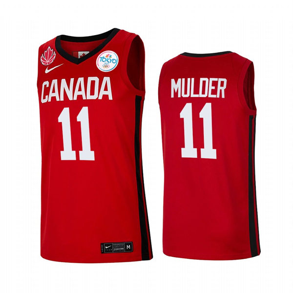 Mens Youth Canada Basketball Team #11 Mychal Mulder Nike Red 2021 Tokyo Olympics Jersey 